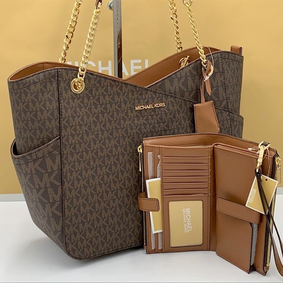 MICHAEL KORS LG XCHAIN SHOULDER TOTE & WALLET-WRISTLET-PHONE CASE 2 piec… - Picture 4 of 16